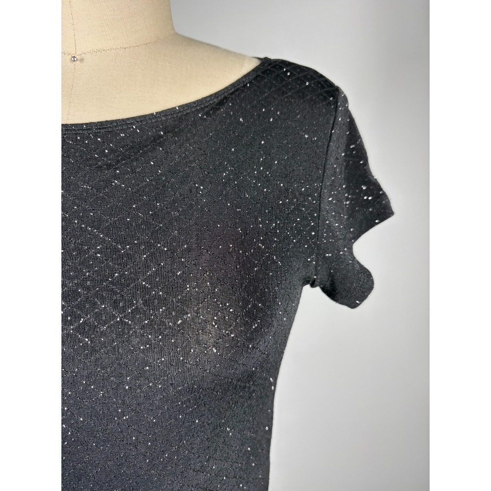 Vintage Y2K Stretchy Glittery Top Small Black Sparkle Whimsigoth 90s Onyx Nite - Picture 3 of 8